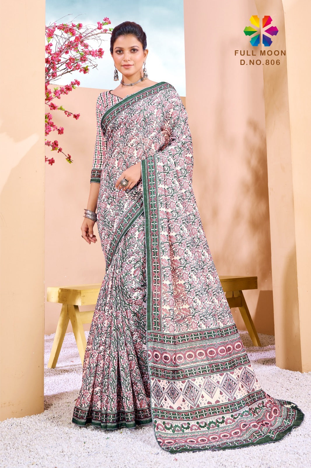 806 Full Moon Jivora Print Sarees