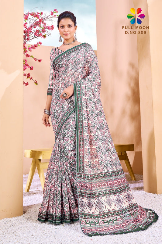 806 Full Moon Jivora Print Sarees