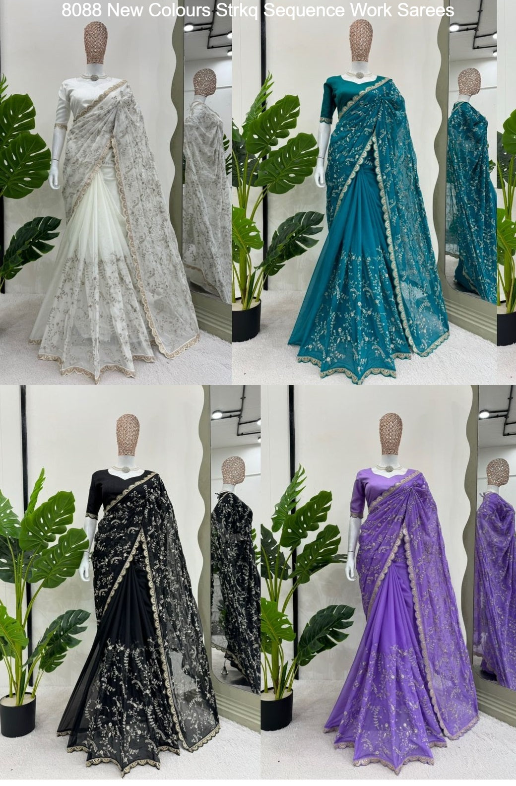 8088 New Colours Strkq Sequence Work Sarees