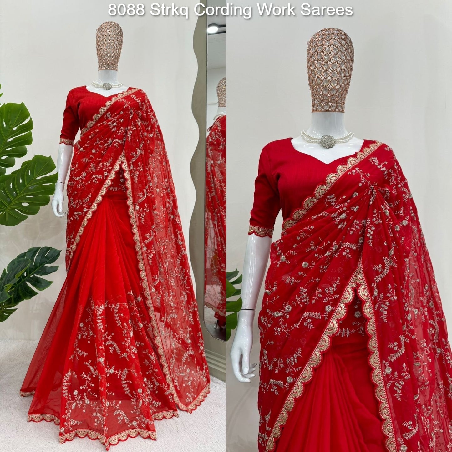 8088 Strkq Cording Work Sarees