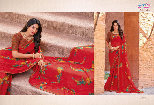 80909 Sushma Vipul Georgette Sarees