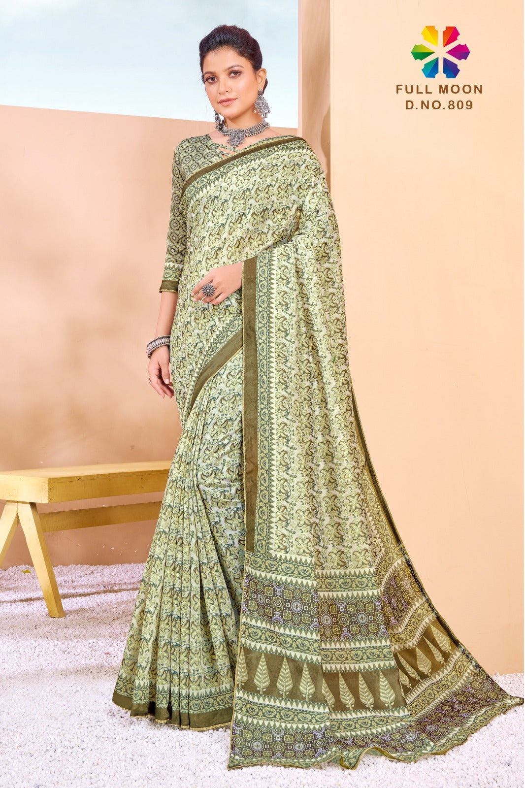 809 Full Moon Jivora Print Sarees