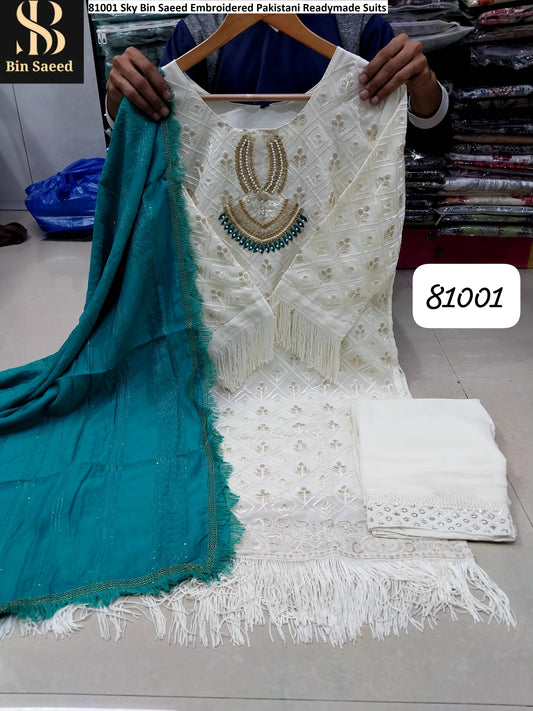 81001 Sky Bin Saeed Embroidered Pakistani Readymade Suits