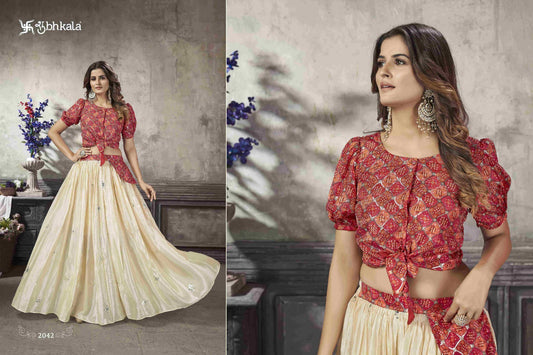 2042 Frill And Flare Vol 5 Shubhkala Croptop Skirt Set