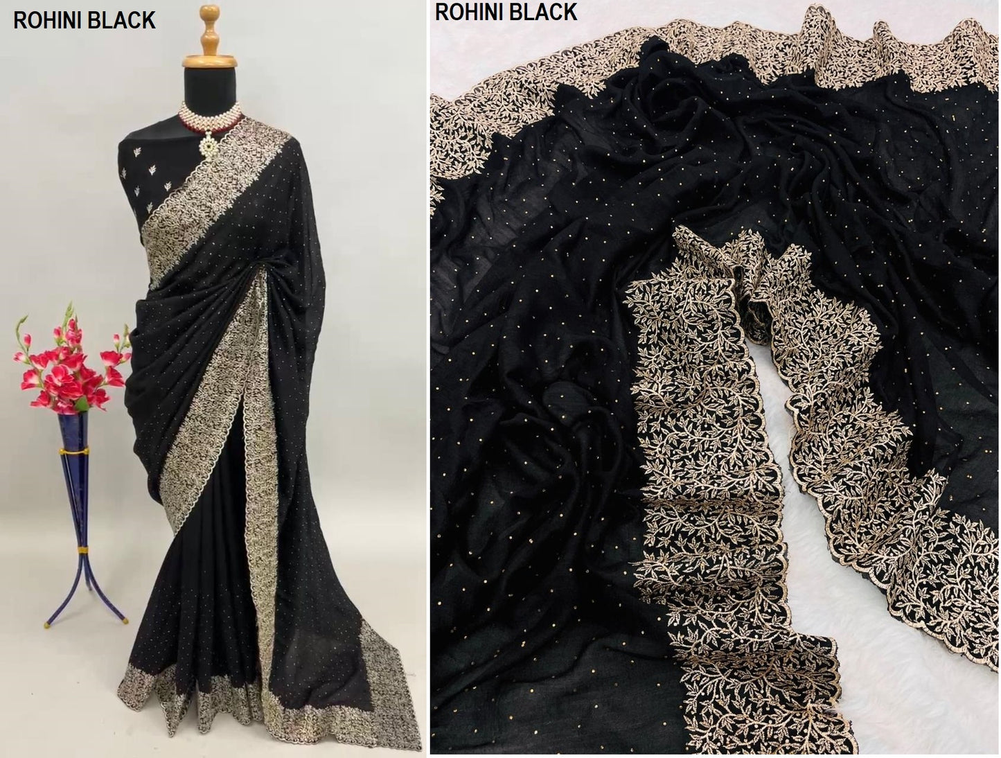 Rohini Black Bt Sarees