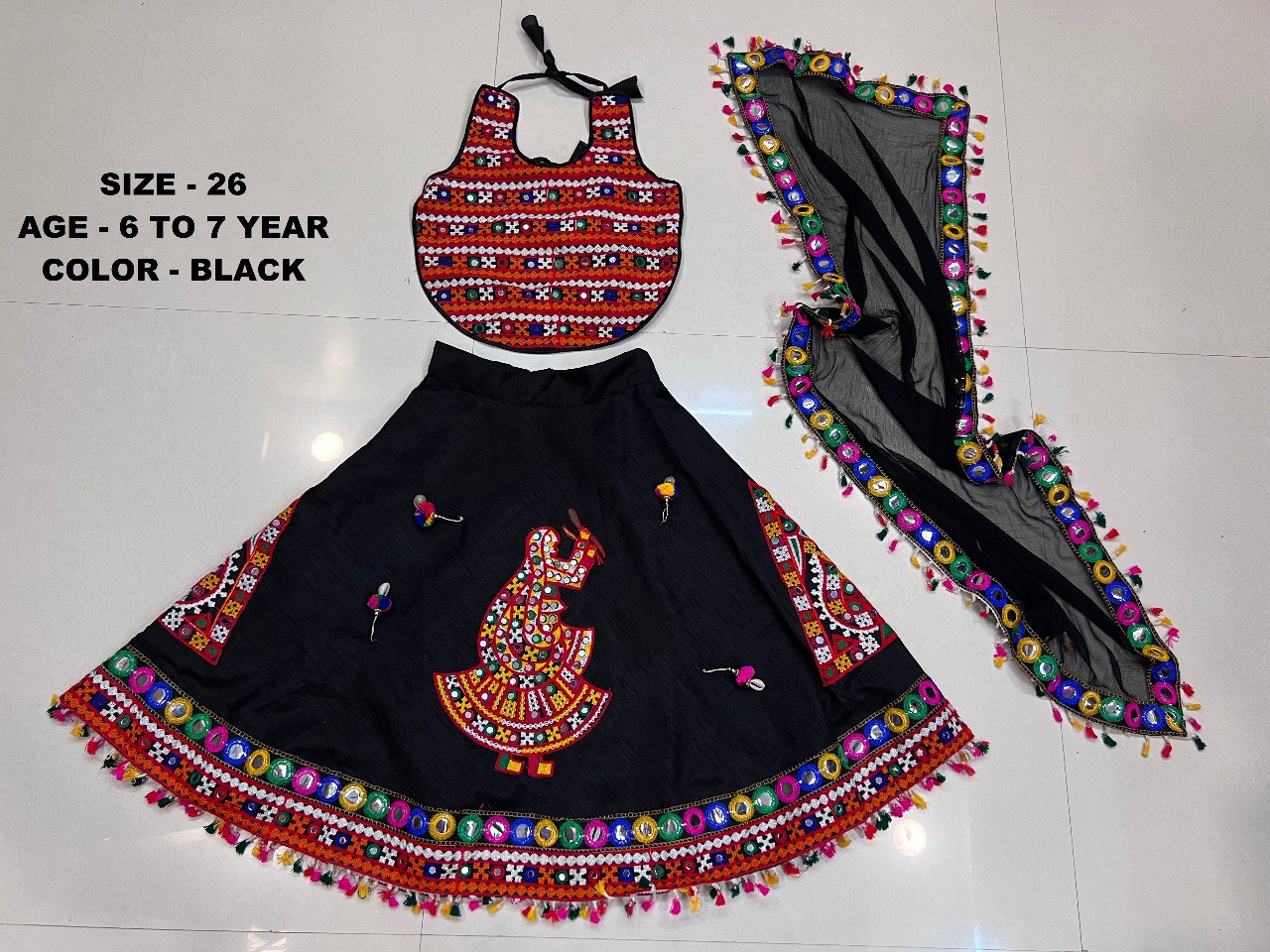 Navrangi1007 Black Navratri Garba Girls Chaniya Choli