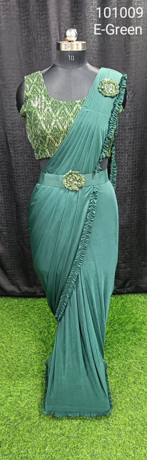 101009 Green Amoha Ready To Wear Saree