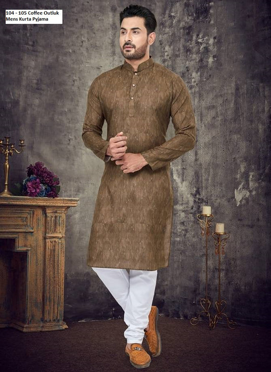104 - 105 Coffee Outluk Mens Kurta Pyjama
