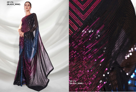 174Black Wine Laxminam Sarees