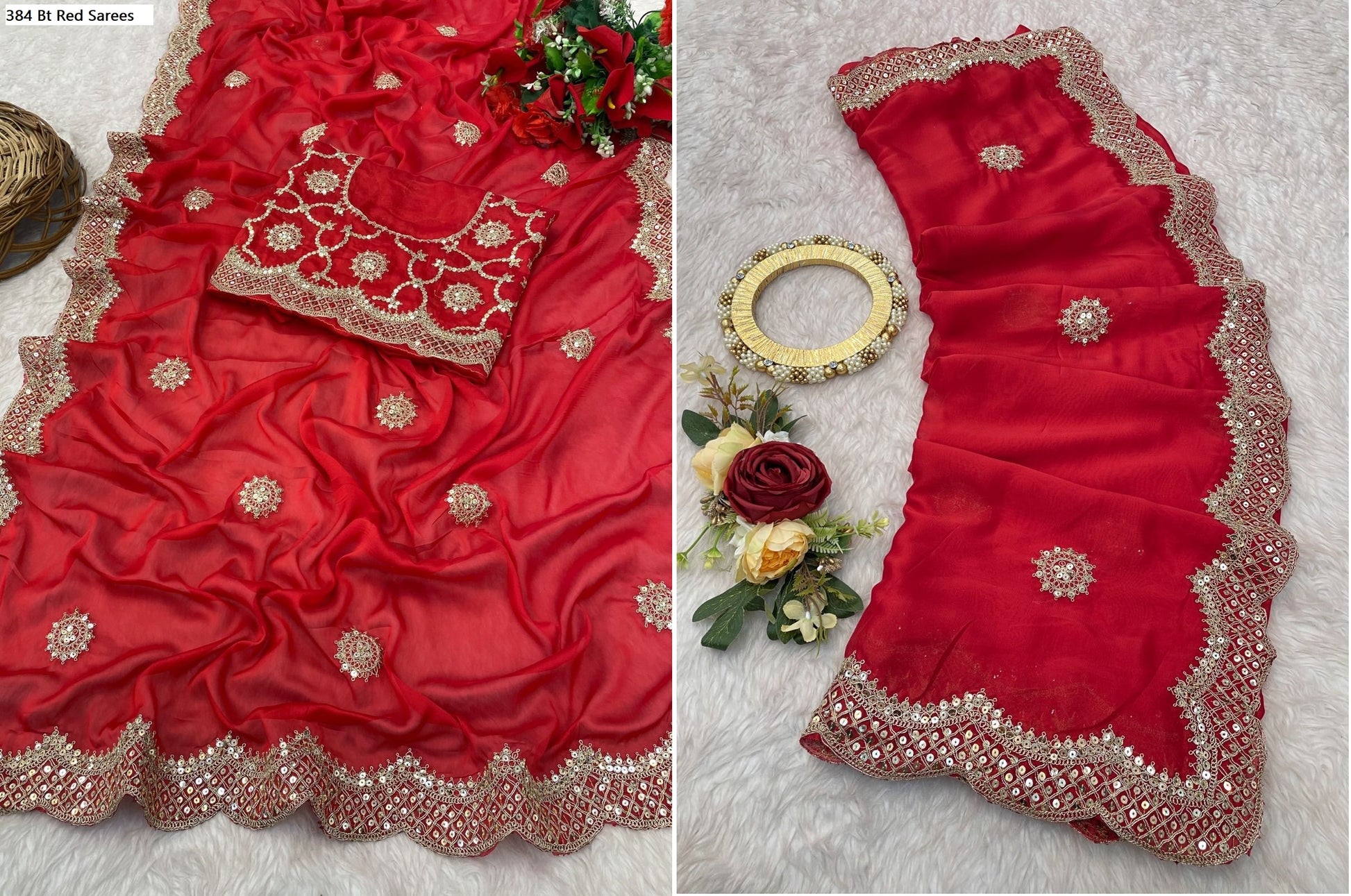 384 Red Bt Sarees