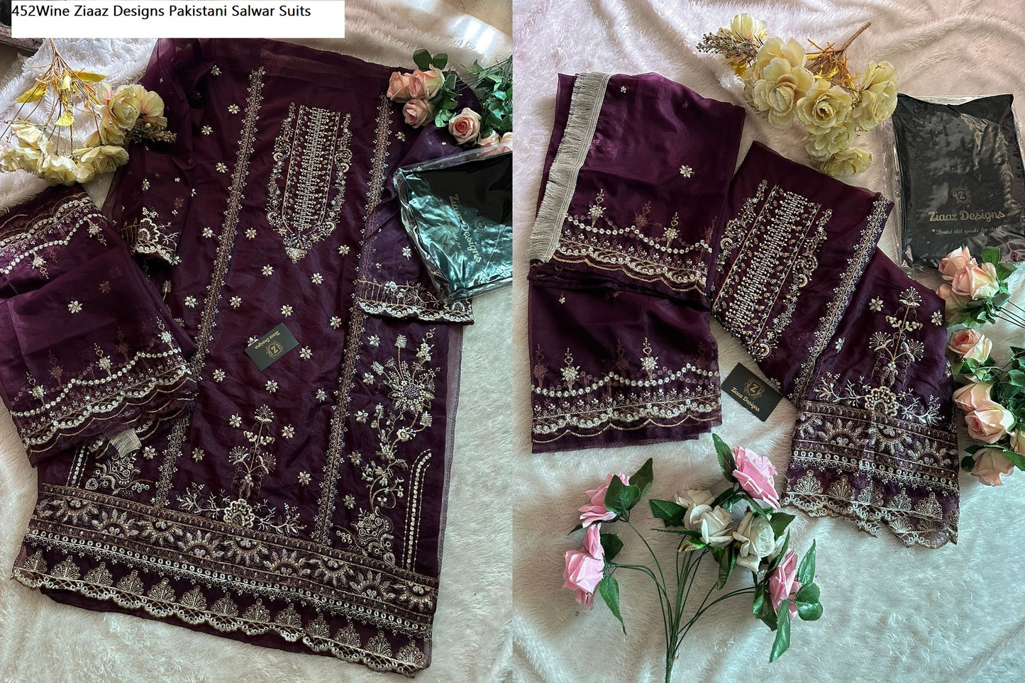452Wine Ziaaz Designs Pakistani Salwar Suits