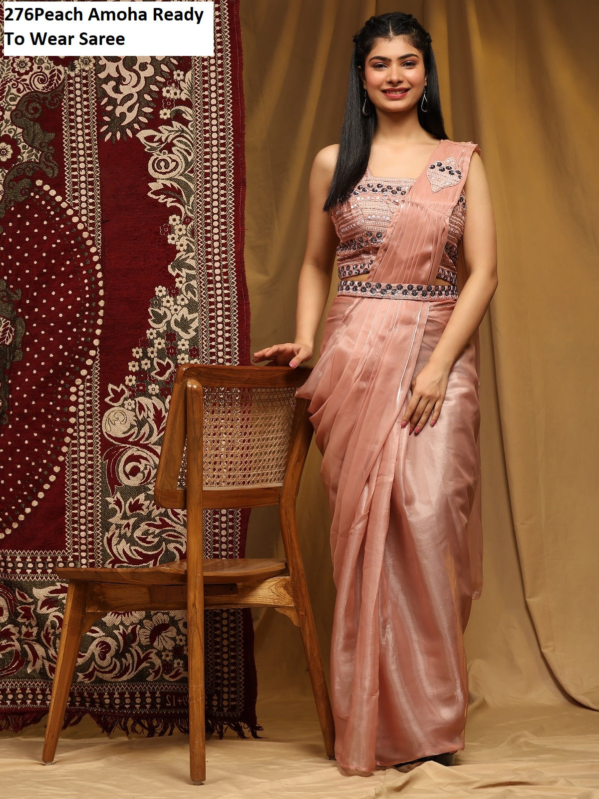 276Peach Amoha Ready To Wear Saree