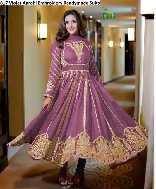 817 Violet Aarohi Embroidery Readymade Suits