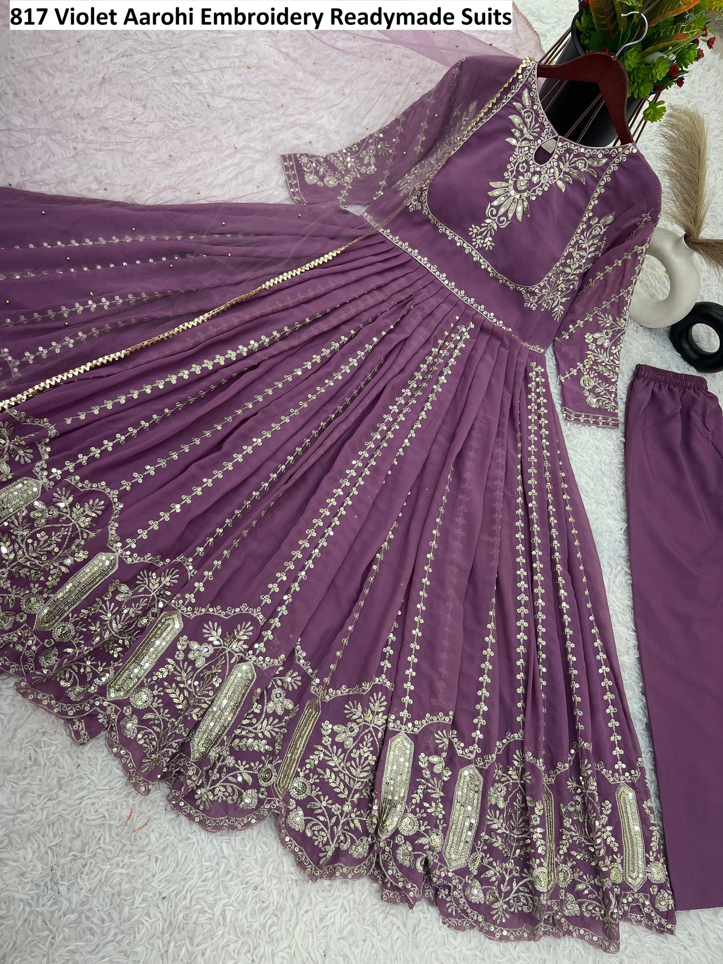 817 Violet Aarohi Embroidery Readymade Suits