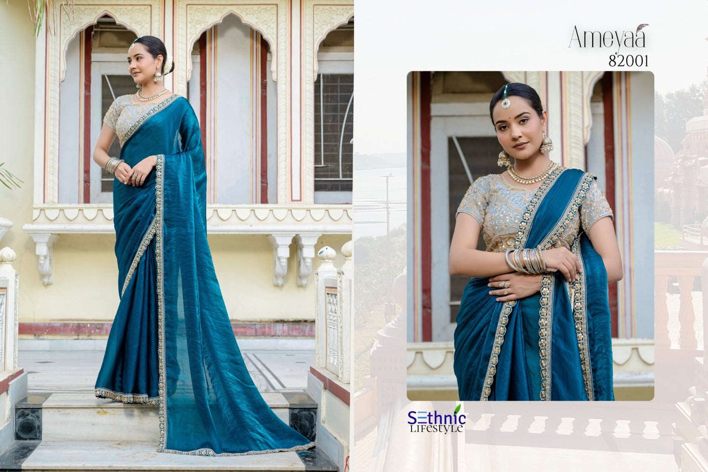 82001 Ameyaa Sethnic Satin Velvet Sarees