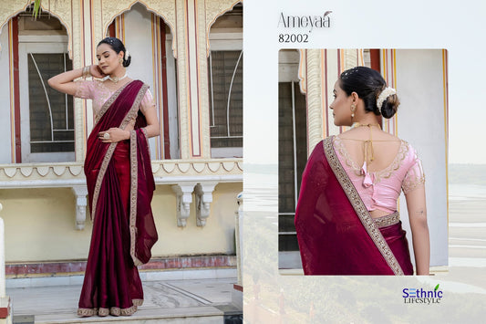 82002 Ameyaa Sethnic Satin Velvet Sarees