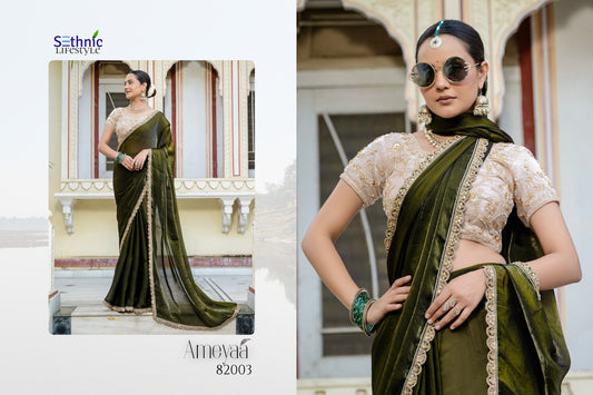 82003 Ameyaa Sethnic Satin Velvet Sarees