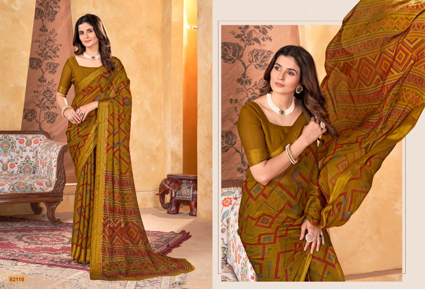 82110 Madhvi Vol 2 Vipul Chiffon Sarees