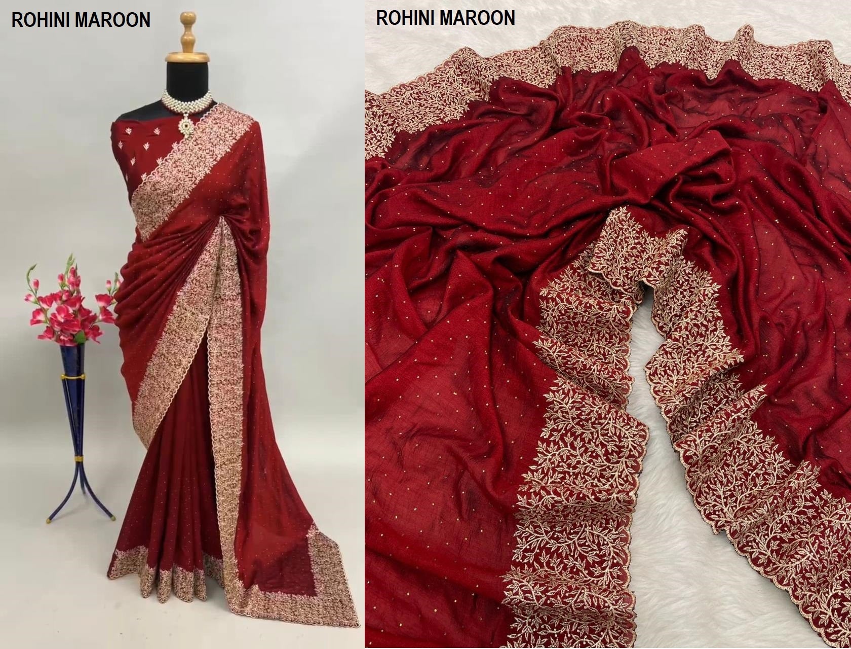Rohini Maroon Bt Sarees