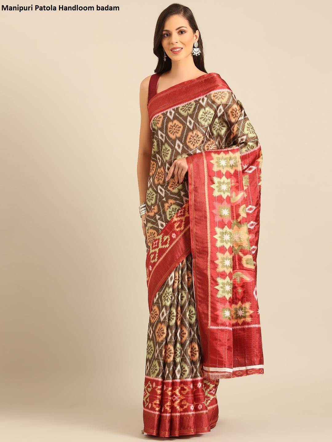 Manipuri Patola Handloom Badam Bunawat Sarees