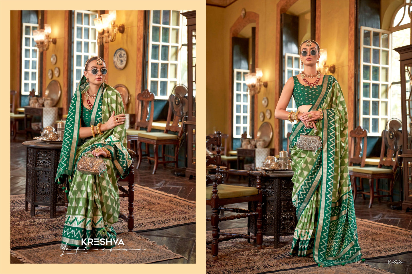 828 Palav Patola Kreshva Silk Sarees