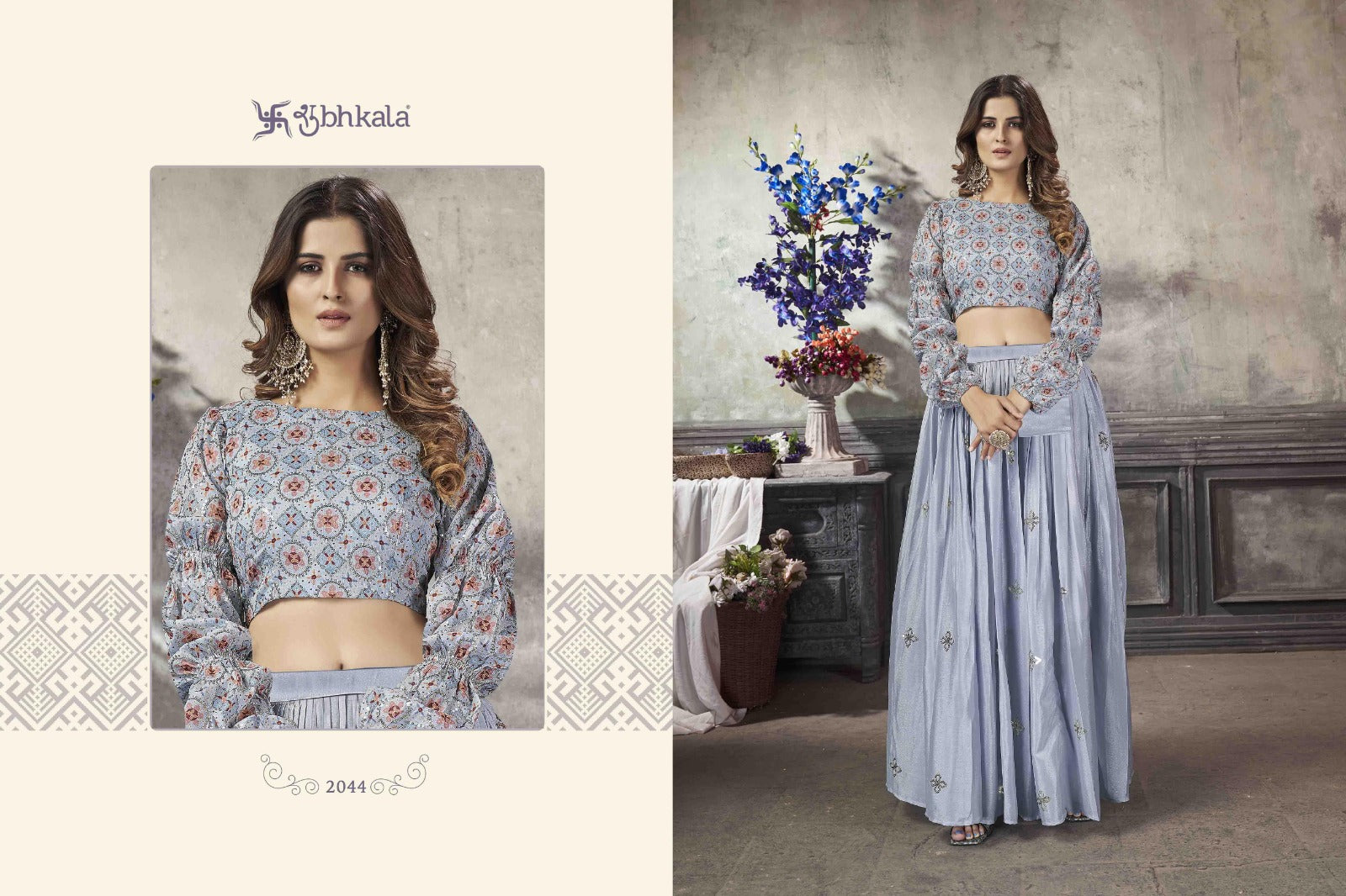 2044 Frill And Flare Vol 5 Shubhkala Croptop Skirt Set