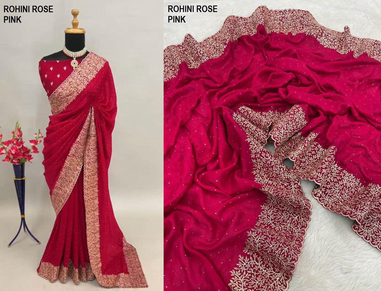 Rohini Rose Pink Bt Sarees