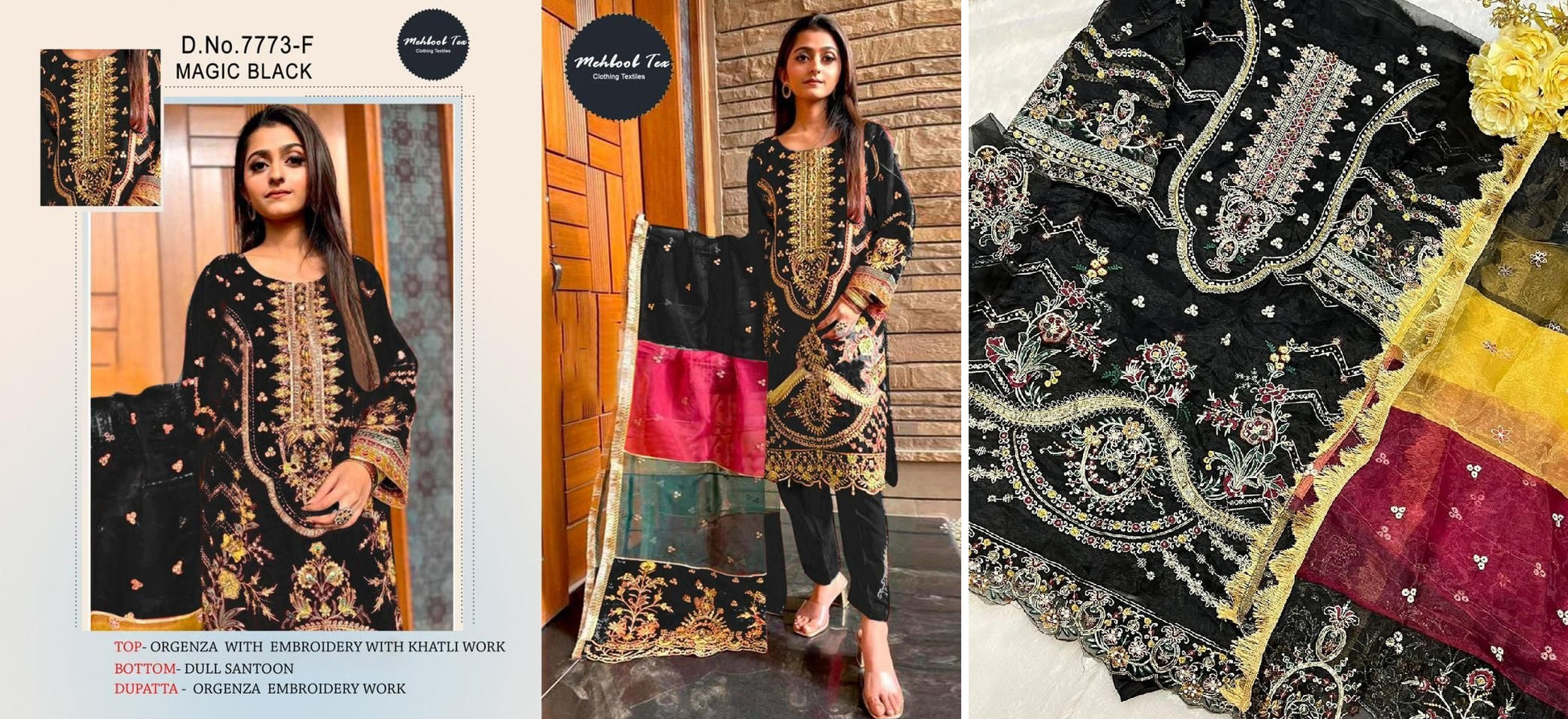 7773Black Mehboob Tex Pakistani Salwar Suits