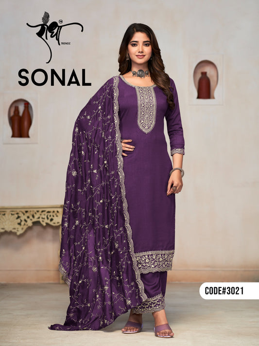 3021 Sonal 3 Radha Unstitched Suits