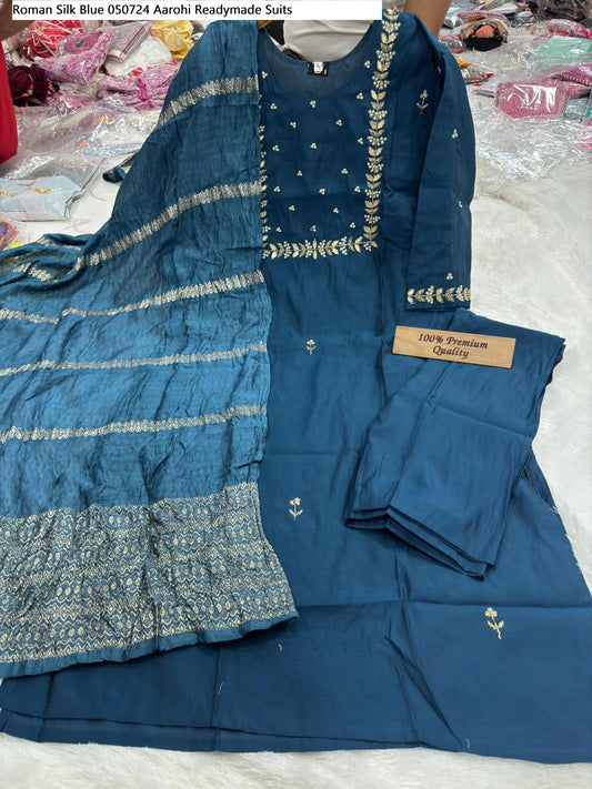 Roman Silk 050724 Blue Aarohi Readymade Suits