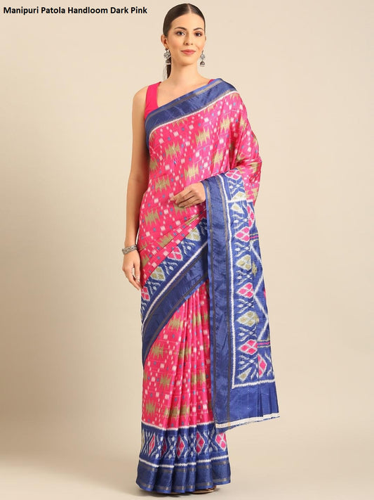 Manipuri Patola Handloom Dark Pink Bunawat Sarees