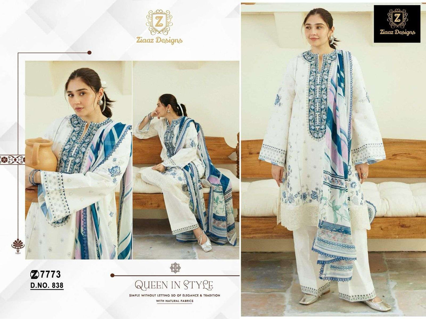 838 Ziaaz Designs Cotton Rayon Pakistani Salwar Suits