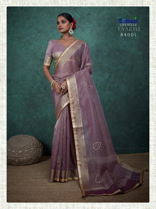 84001 Taarini Sethnic Linen Tissue Sarees