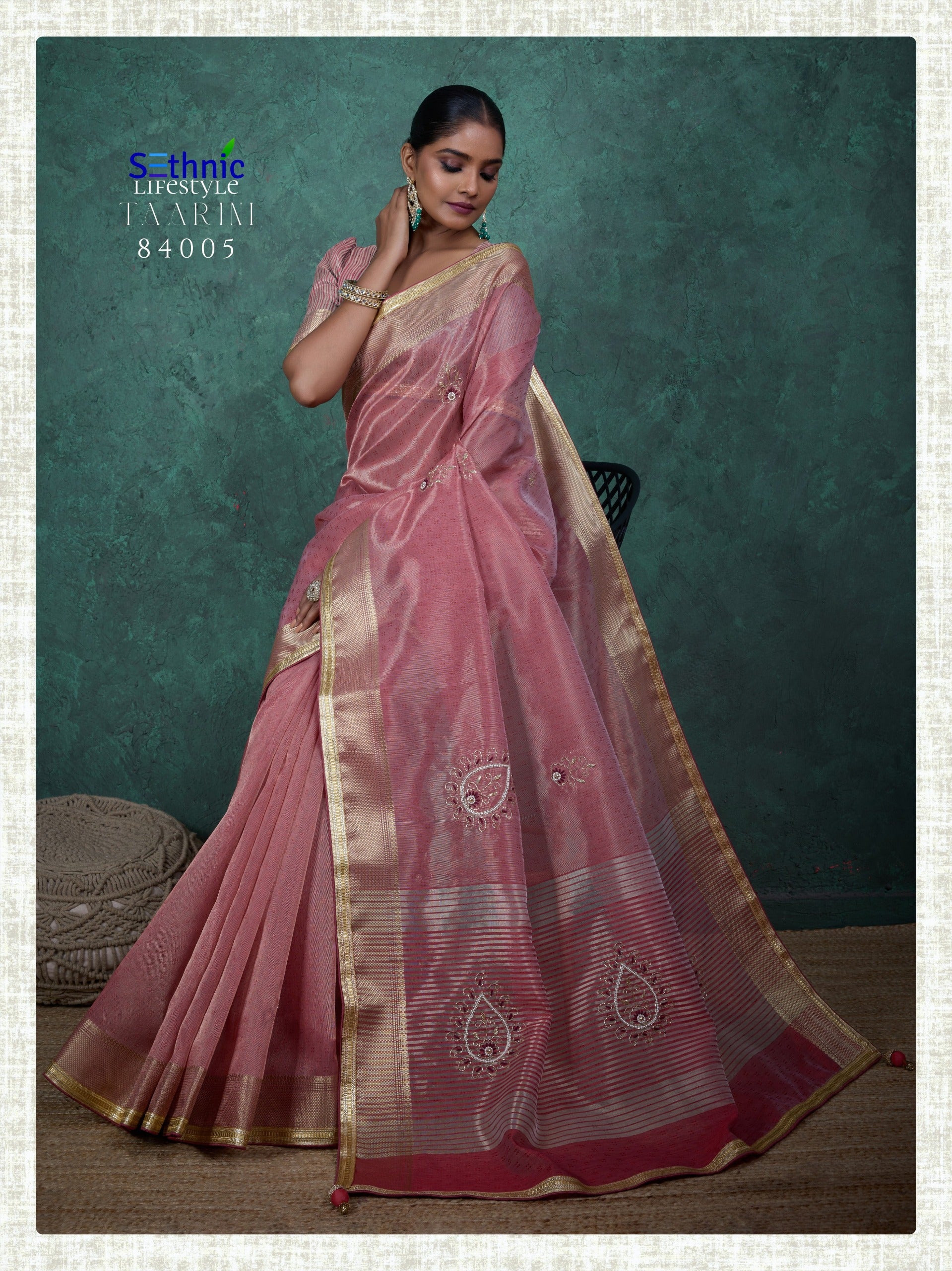 84005 Taarini Sethnic Linen Tissue Sarees