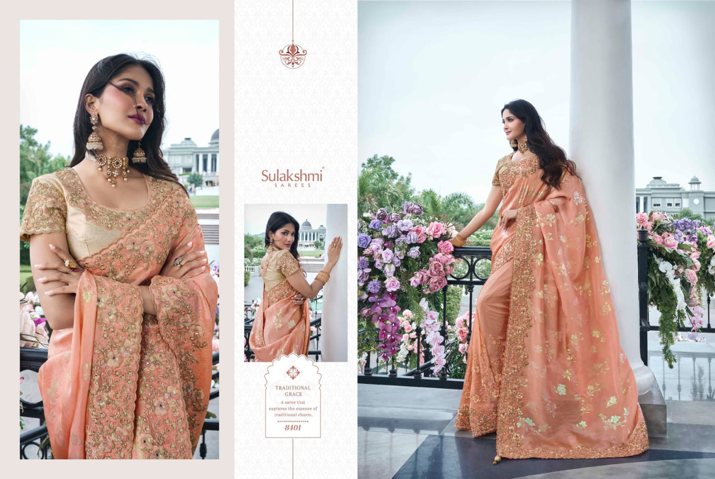 8401 The Wedding Saga Sulakshmi Prints Mirror Work Sarees