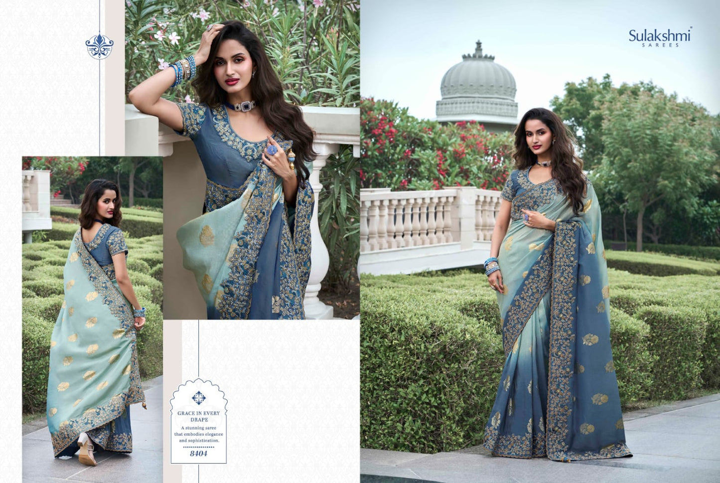 8404 The Wedding Saga Sulakshmi Prints Mirror Work Sarees