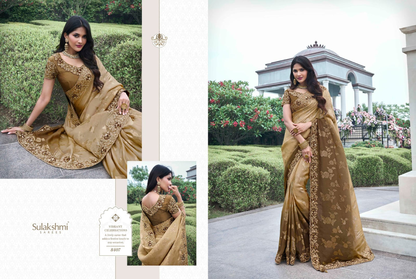 8407 The Wedding Saga Sulakshmi Prints Mirror Work Sarees