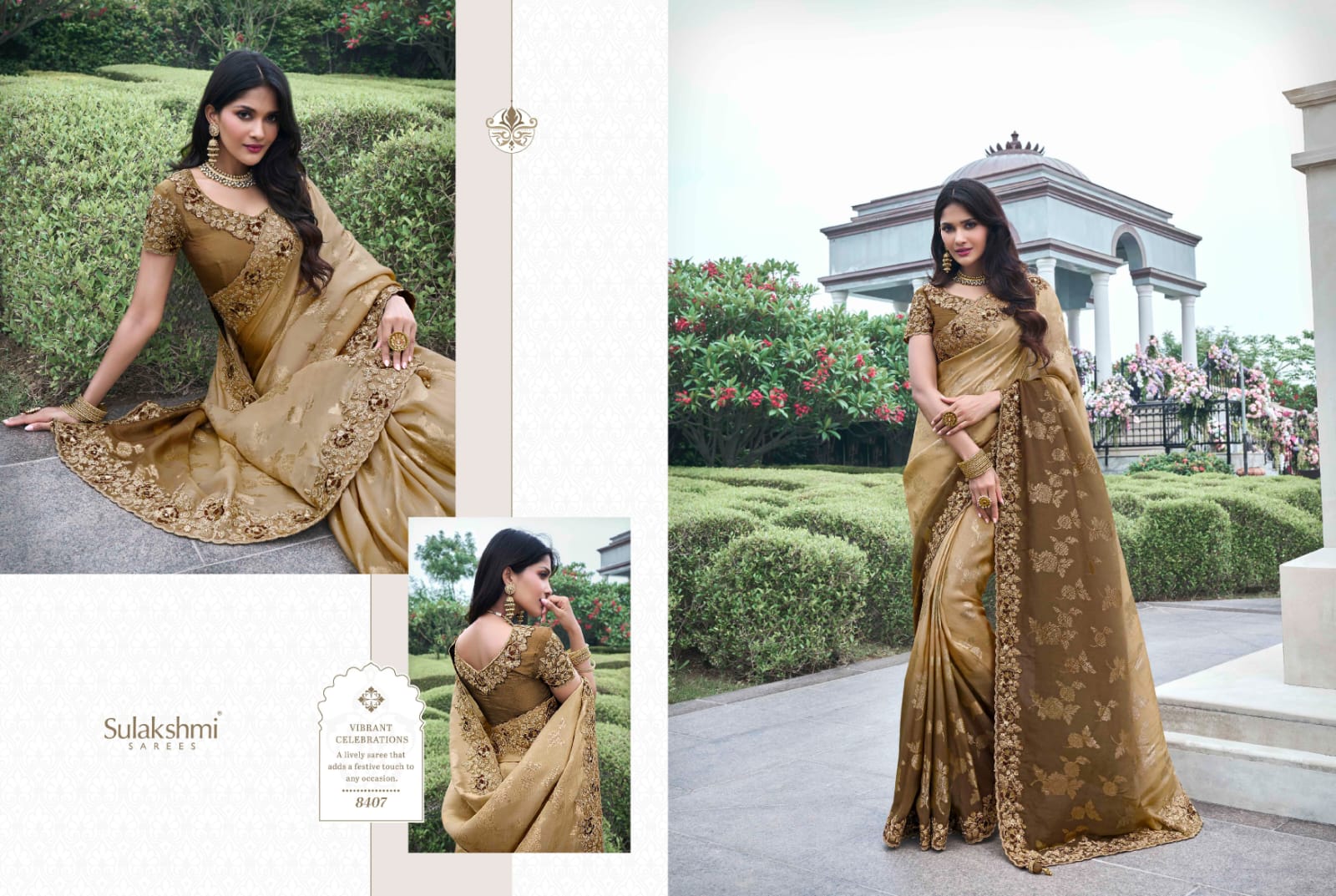 8407 The Wedding Saga Sulakshmi Prints Mirror Work Sarees