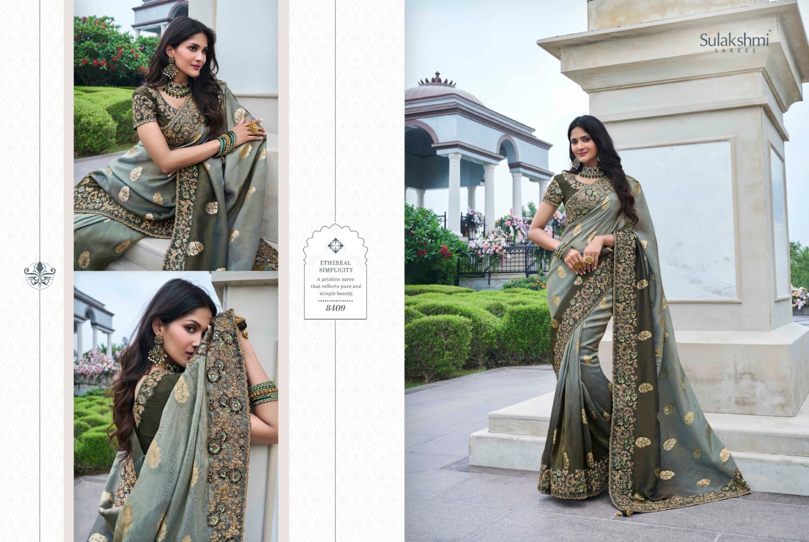 8409 The Wedding Saga Sulakshmi Prints Mirror Work Sarees