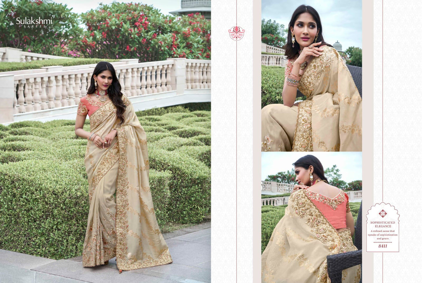 8411 The Wedding Saga Sulakshmi Prints Mirror Work Sarees