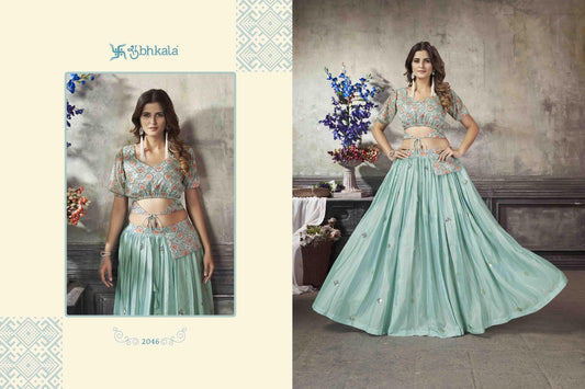 2046 Frill And Flare Vol 5 Shubhkala Croptop Skirt Set