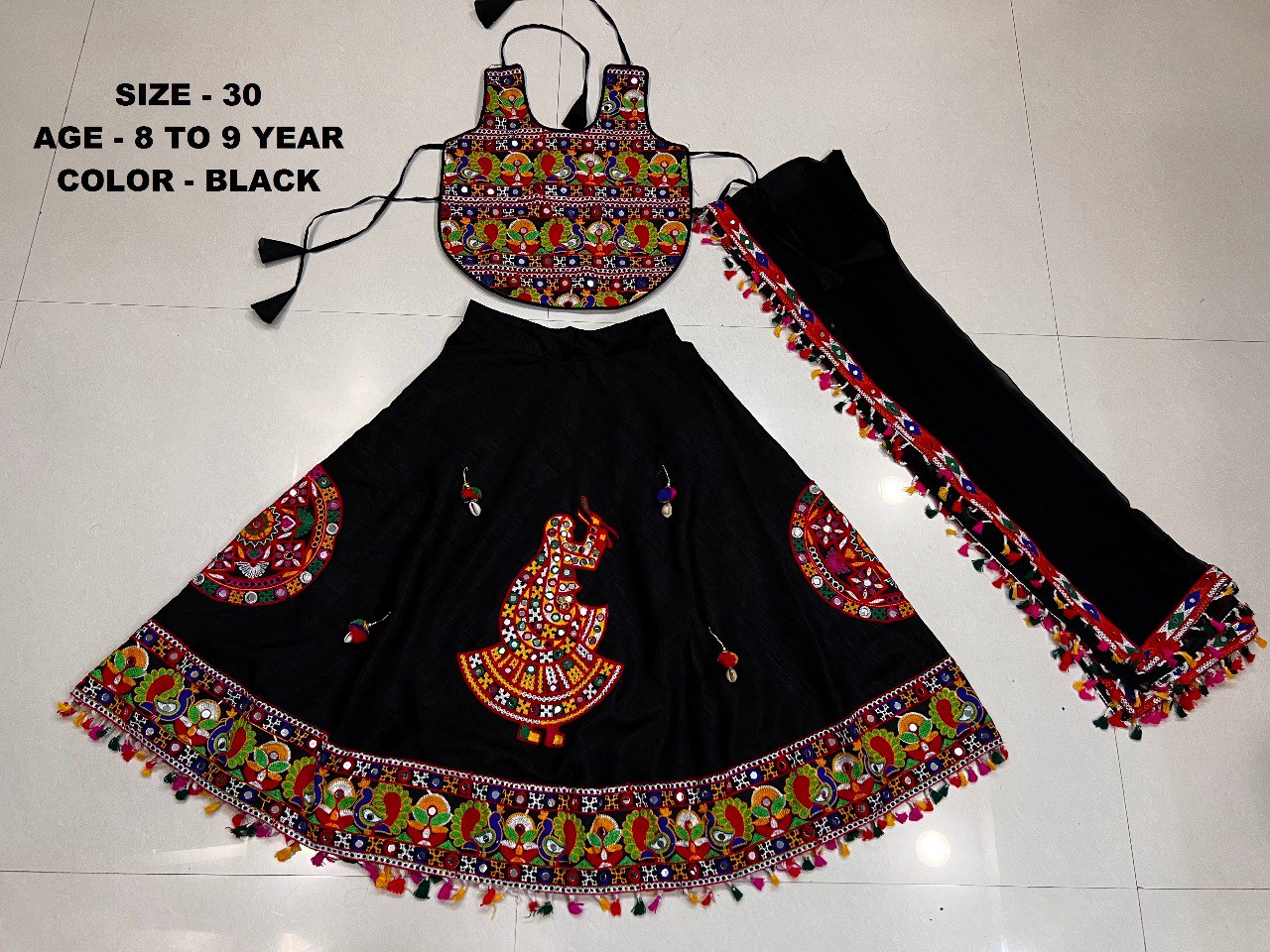 Silk Kacchi1007 Black Navratri Garba Girls Chaniya Choli