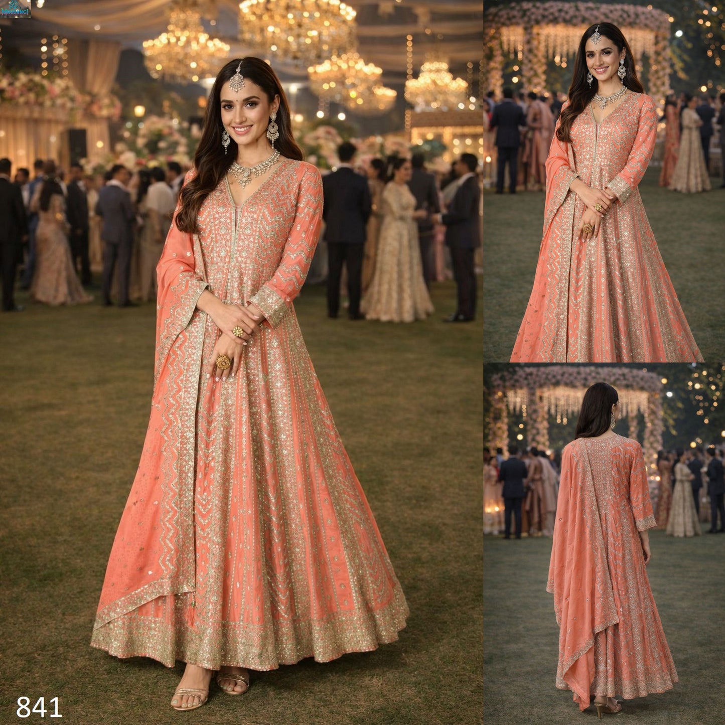 841 Nutan Mrudangi Chinon Gown Dupatta Set