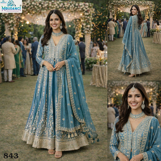843 Aaliya Mrudangi Chinon Silk Readymade Suits