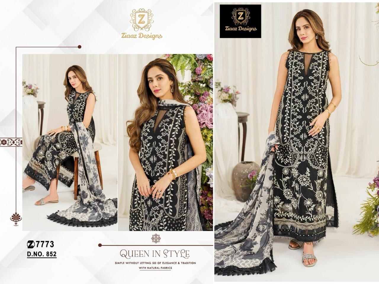 852 Ziaaz Designs Cotton Pakistani Salwar Suits