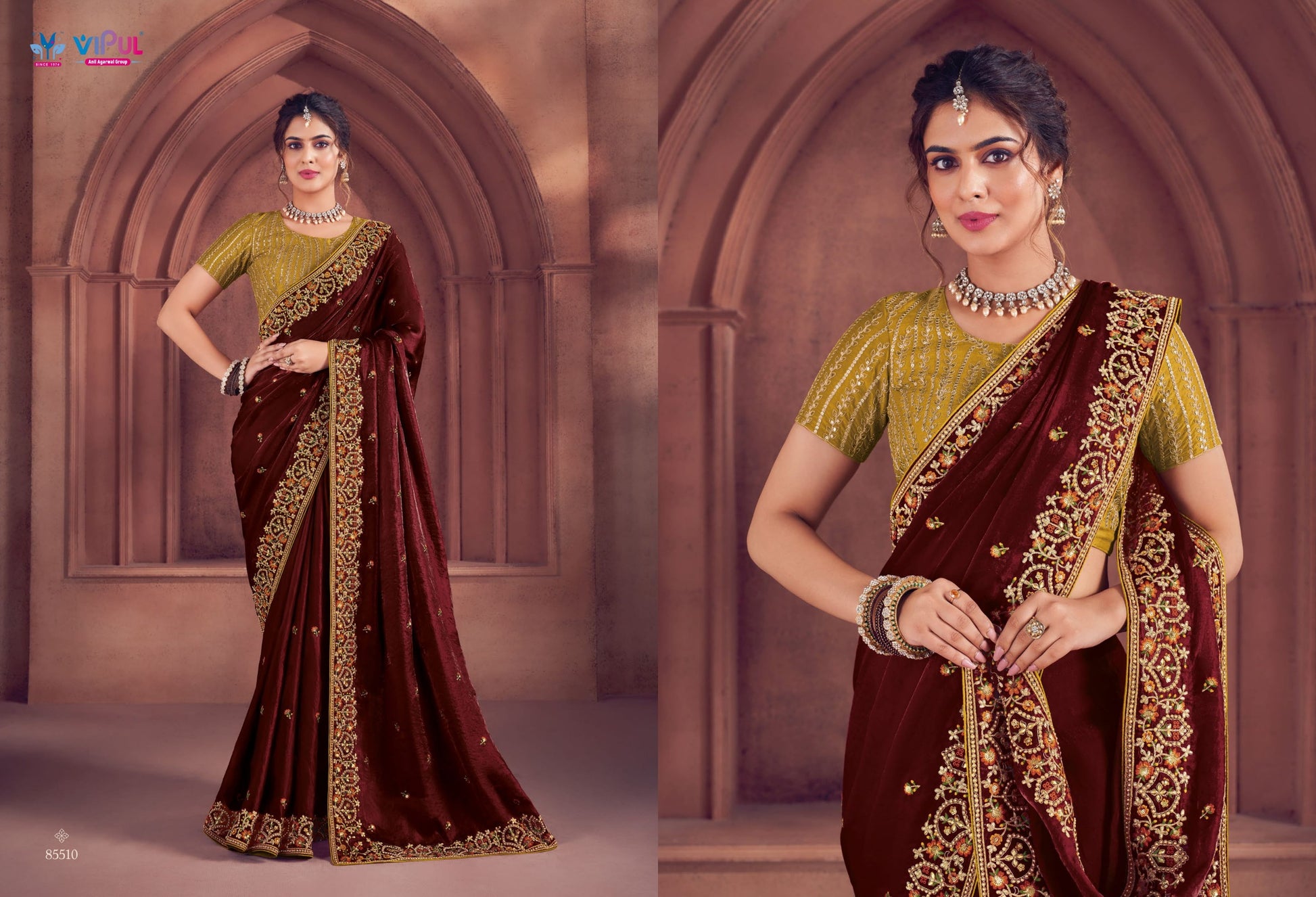 85510 Saubhagyashree Vipul Bridal Wear Sarees