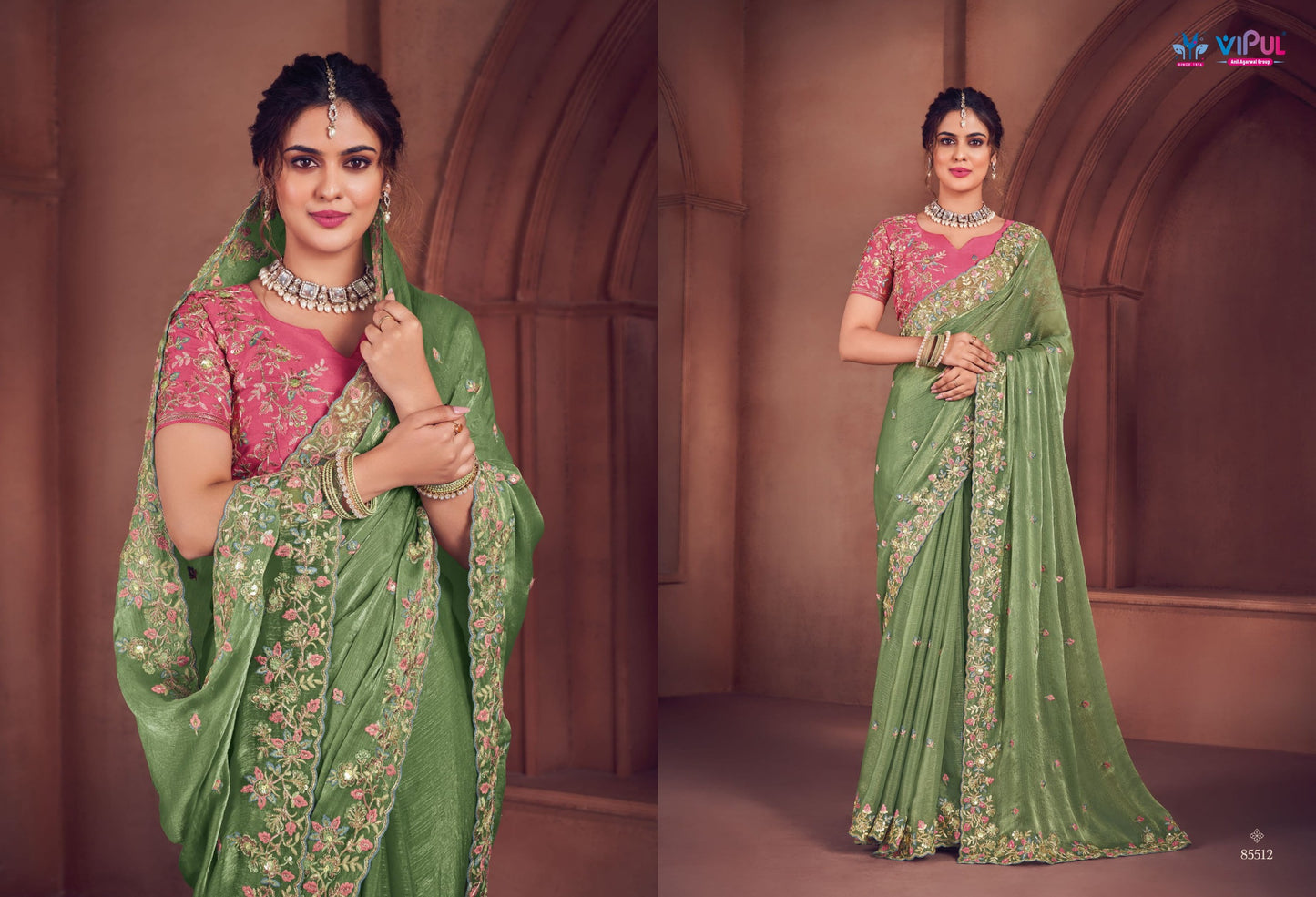 85512 Saubhagyashree Vipul Bridal Wear Sarees