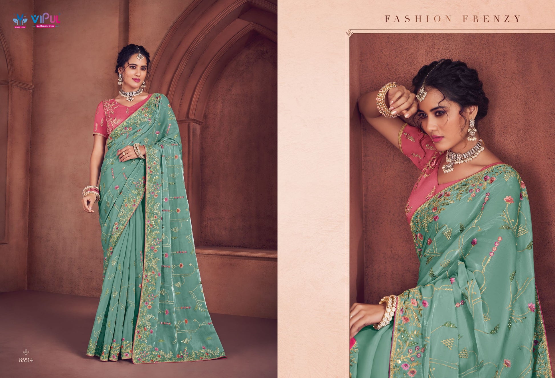 85514 Saubhagyashree Vipul Bridal Wear Sarees