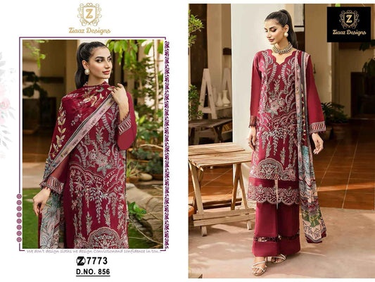 856 Maroon Ziaaz Designs Rayon Pakistani Salwar Suits