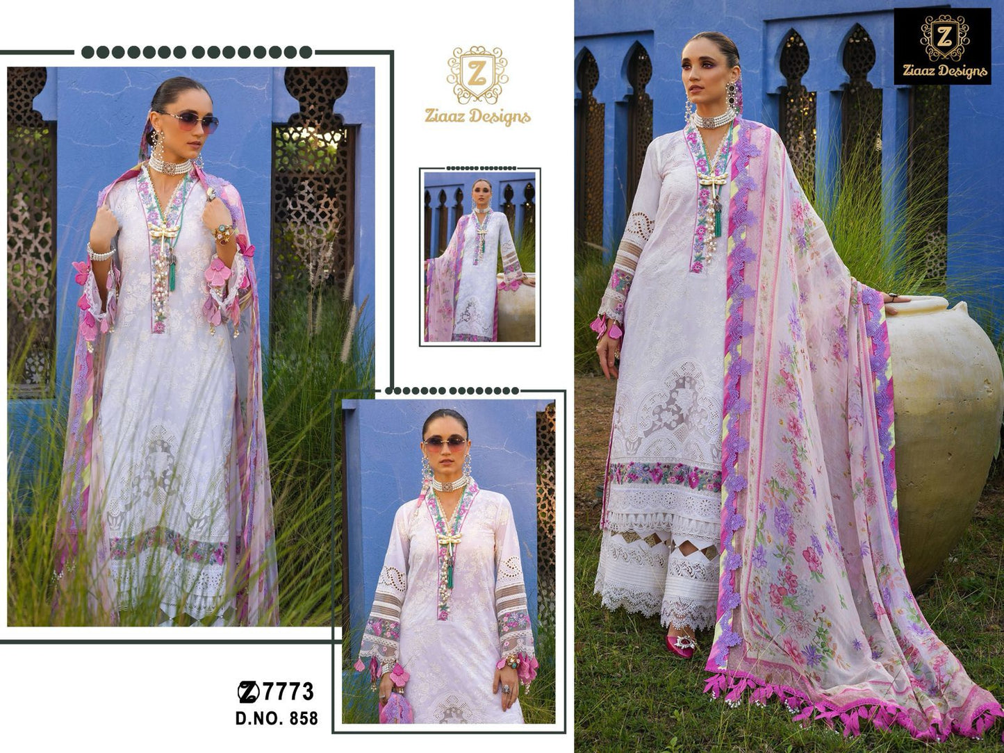 858 Ziaaz Designs Embroidery Pakistani Salwar Suits